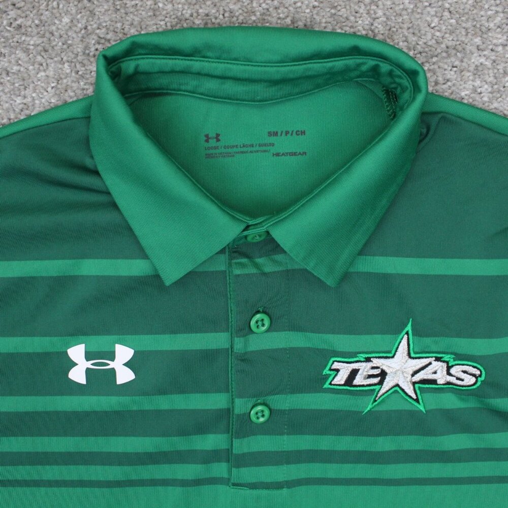 Texas Stars Polo Shirt Mens Small UA Under Armour Green AHL Loose Fit Heatgear